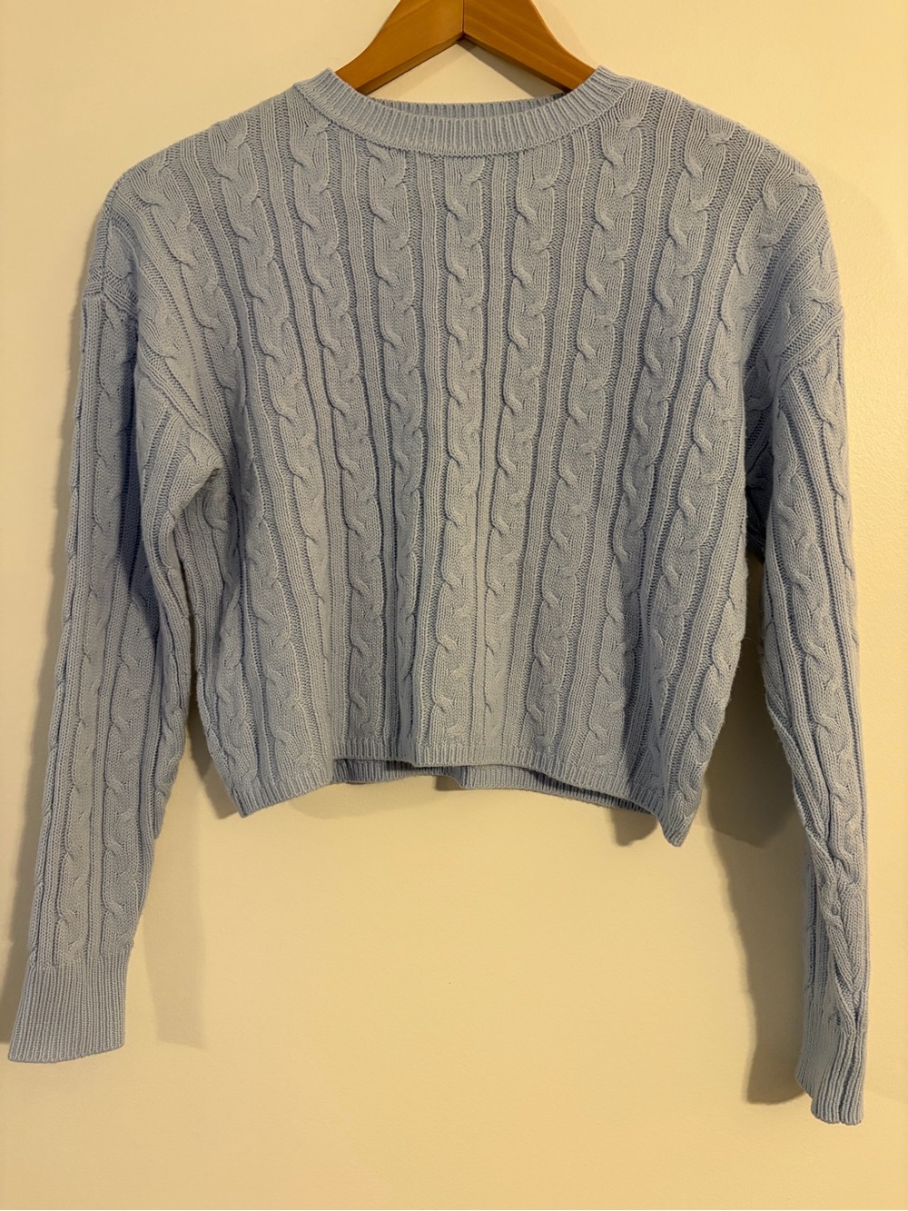 Hooked Up Light Blue Cable Knit Crewneck SweaterXS